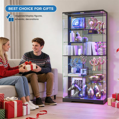 10-Tier Display Cabinets with RGB Lights Human Sensor for Collectibles
