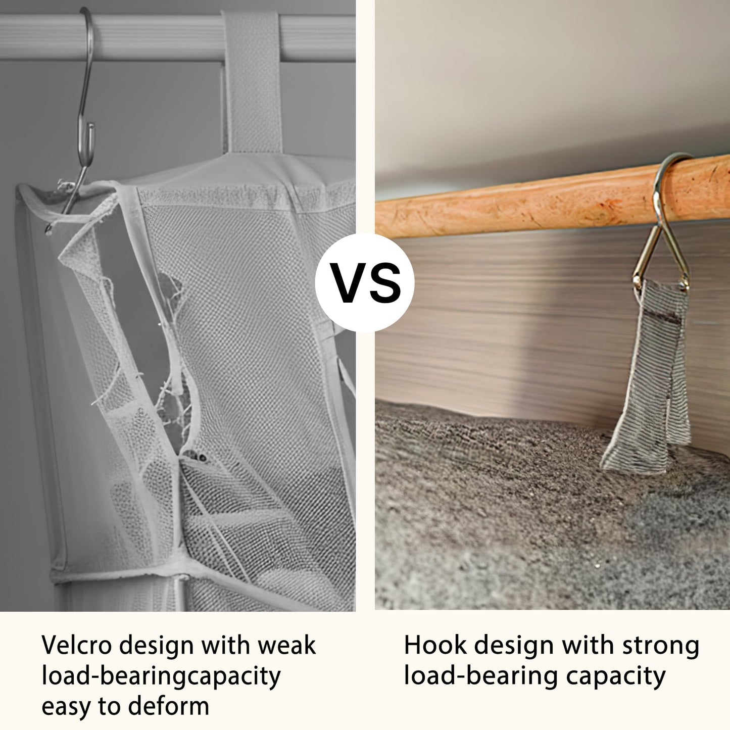 flaxarne Heavy-Duty Hanging Closet Organizer with Hook Foldable 5-Shelf Storage Shelves for Clothes Shoes Towels Undergarments 40 * 12 * 12 Inches