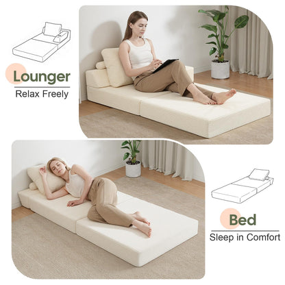 MeMoreCool Folding Sofa Bed Single, Convertible Boneless Couch with Pillow