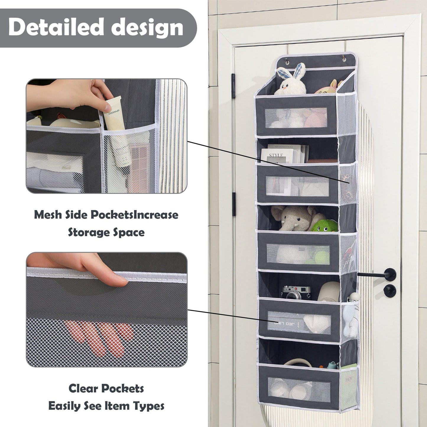 Goodaily Over Door Organiser, Dark Grey Non-Woven Hanging Storage