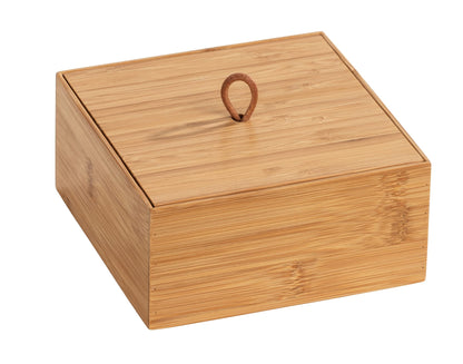 WENKO Terra Bamboo Organiser Box with 3 Compartments - Storage Box, Bathroom Basket, Bamboo, brown, Bambus Kosmetiktuch-Box