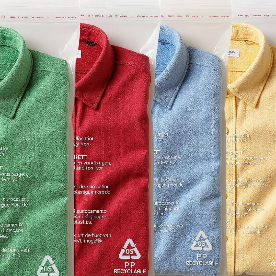 TP4U - 100 Self Seal Garments Bags 10'' x 12'' Clear Plastic Resealable Polypropylene Transparent Safety Warning Clothes Shirt T-Shirt Display