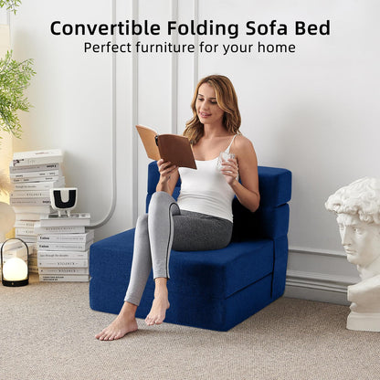 FILUXE Convertible Folding Sofa Bed - Sleeper Chair with Pillow, Modern Linen Fabric Floor & Futon Couch