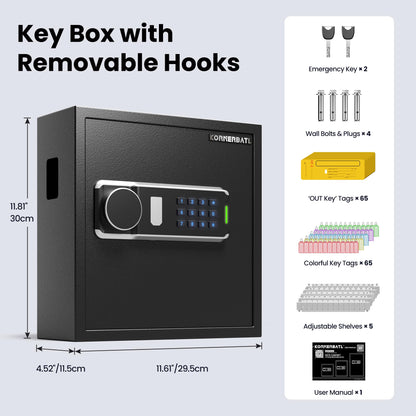 KornerBatl Electronic 65 Key Safe Wall Mounted, Key Lock Box With Code