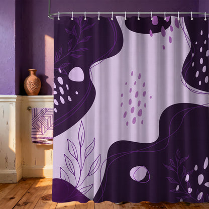 LanZanthic Purple Shower Curtains for Bathroom Dark Light Purple Lavender Modern Wet Room Shower Curtain with hooks, Mould Proof Resistant