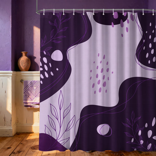 LanZanthic Purple Shower Curtains for Bathroom Dark Light Purple Lavender Modern Wet Room Shower Curtain with hooks, Mould Proof Resistant