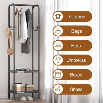 ZHYOCOGY Metal Coat Stand, Small Coat Rack with Shelf and Hook