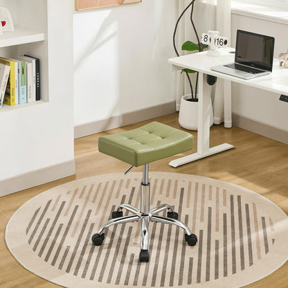 FIRAVOE Adjustable Work Stool with Wheels (136 kg Capacity) (Saddle Shaped Seat) Faux Leather Workbench Stool