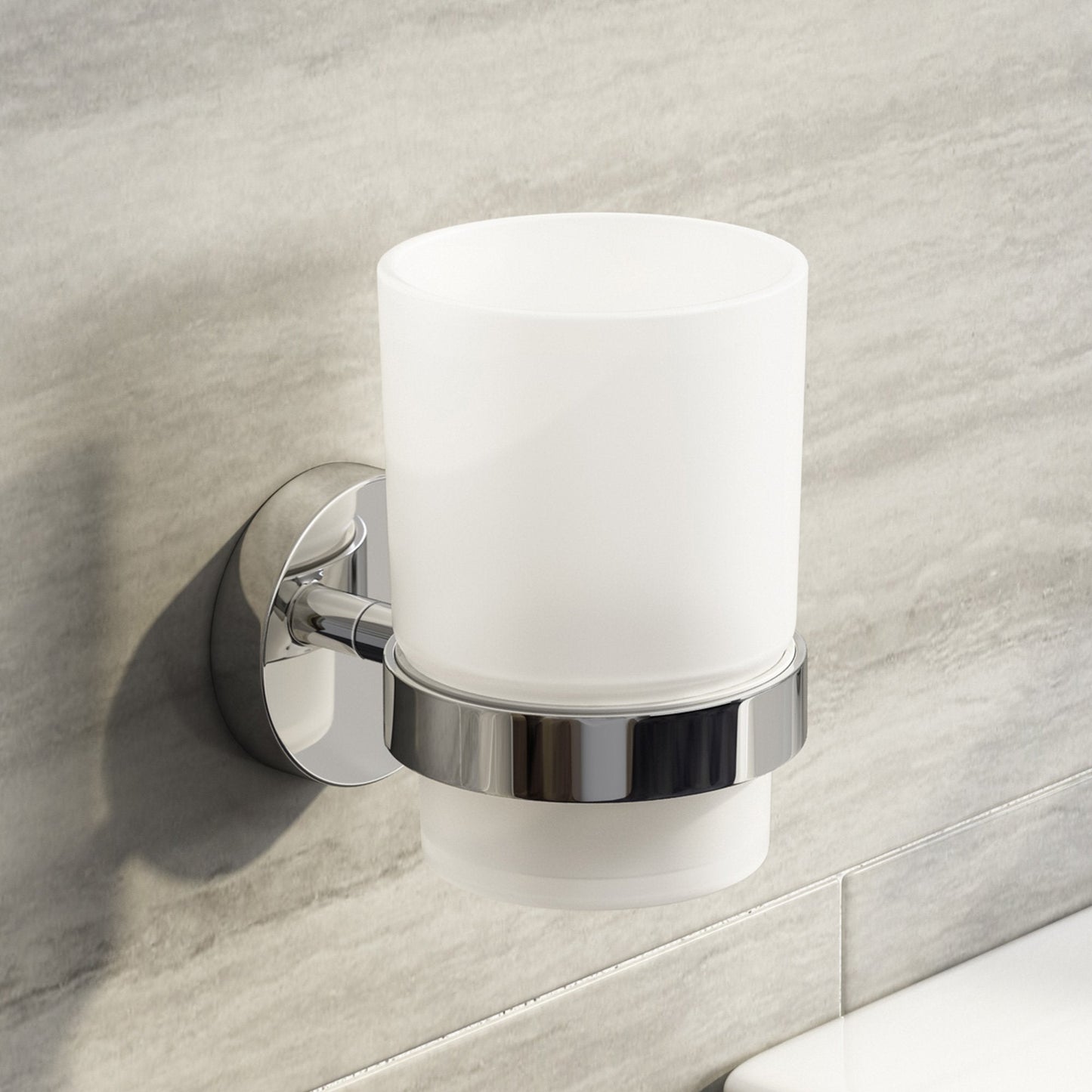 iBathUK Modern Chrome Toothbrush Holder Wall Mounted Tumbler Bathroom Accessory ACC107