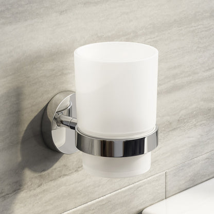 iBathUK Modern Chrome Toothbrush Holder Wall Mounted Tumbler Bathroom Accessory ACC107
