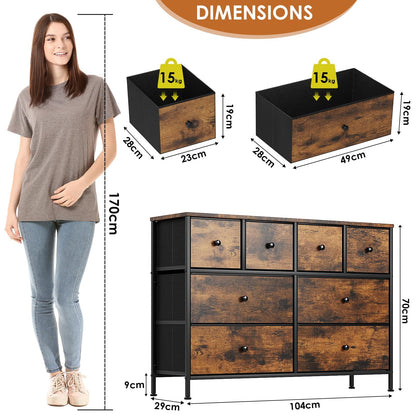 Clevich Chest of Drawers with 8 Fabric Drawers, Wooden top Sideboard, Metal Frame, Anti-Tip Design Storage Cabinet for Bedroom