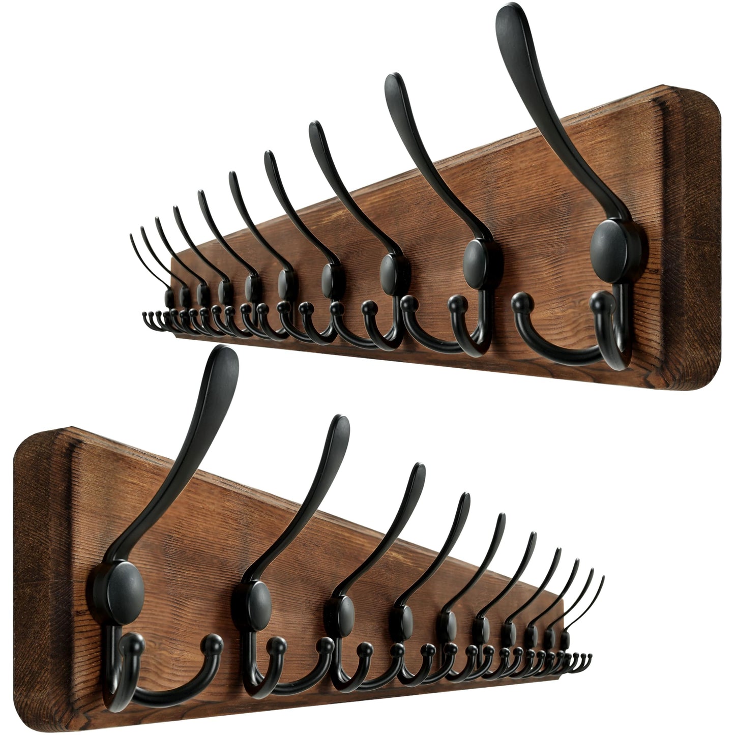 WEBI Coat Rack Wall Mount,98cm Long,10 Hooks,Wood Coat Hooks Wall Mounted Coat Hanger Wall,Hook Rack Rail,Triple Hooks for Hanging
