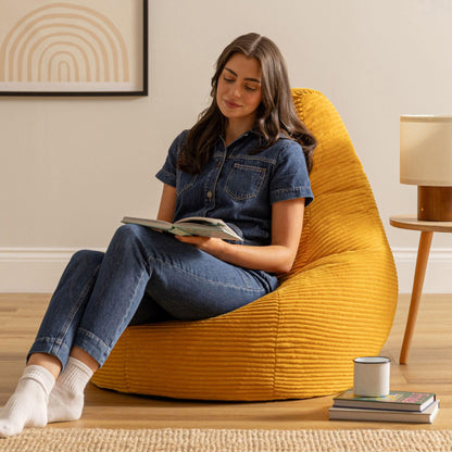 icon Dalton Cord Bean Bag with Filling Included, Set of 2, Yellow
