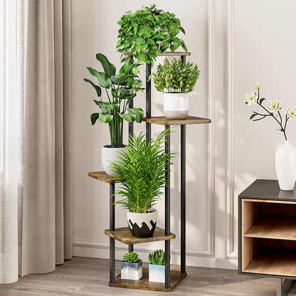 AZERPIAN Plant Stand 5 Tier Indoor Metal Flower Shelf for Multiple Plants Corner Tall Flower Holders for Patio Garden Living Room Balcony Bedroom,
