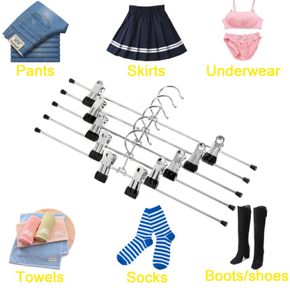 Amber Home 20pcs Shiny Metal Trousers Hangers, Iron Skirt Hangers, Chrome