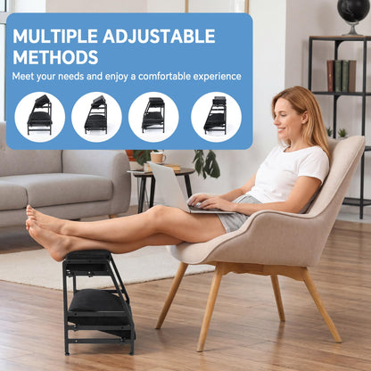TOPROUD Adjustable Double Step Footrest, Ergonomic Under Desk Foot Rest with High Density Foam & Iron Frame