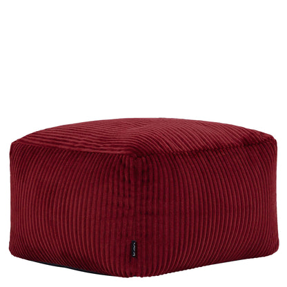 icon Amara Small Cord Bean Bag Footstool with Filling Included, Burgundy