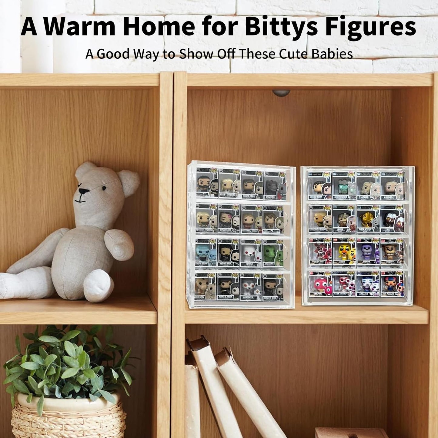 Acrylic Bittys Display Case,Clear Small Display Cabinet to Keep Collectibles Dustproof and Organised
