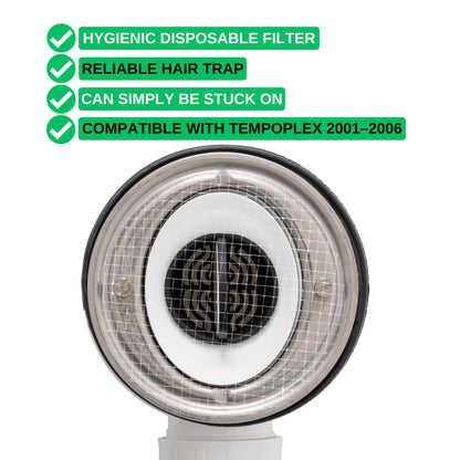 Drain hair catcher for gluing, 12 pcs, compatible with Viega Tempoplex shower drain year 2001-2006, disposable strainer sticker, shower tray filter