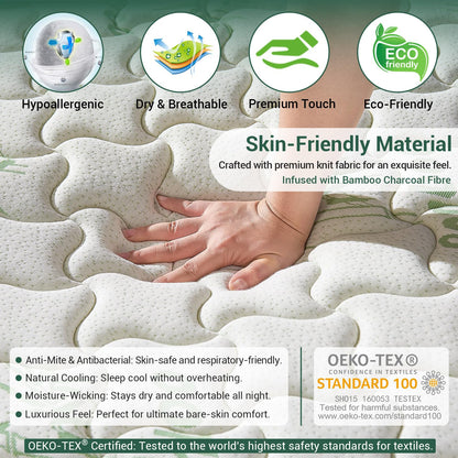 Mutsault Orthopaedic Single Mattress 3FT for Back Pain Relief, Luxe Euro Top Hybrid 7-Zone Pocket Sprung Mattress with Cooling Gel Memory Foam &