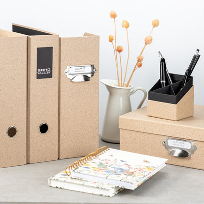 Rössler Papier S.O.H.O. Cacao - Modern Artisanal Storage Box w/Handle, 335 x 225 x 105 mm