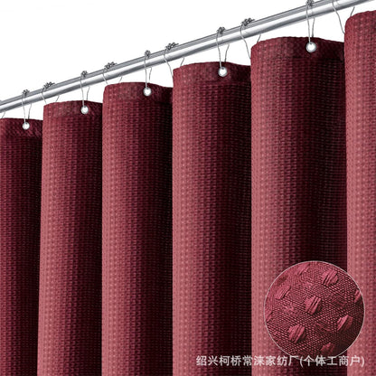 PWRco Dobby Weave Shower Curtain 180x180cm, Waterproof Polyester Fabric Mildew Resistant, Heavyweight 280GSM with Weighted Hem