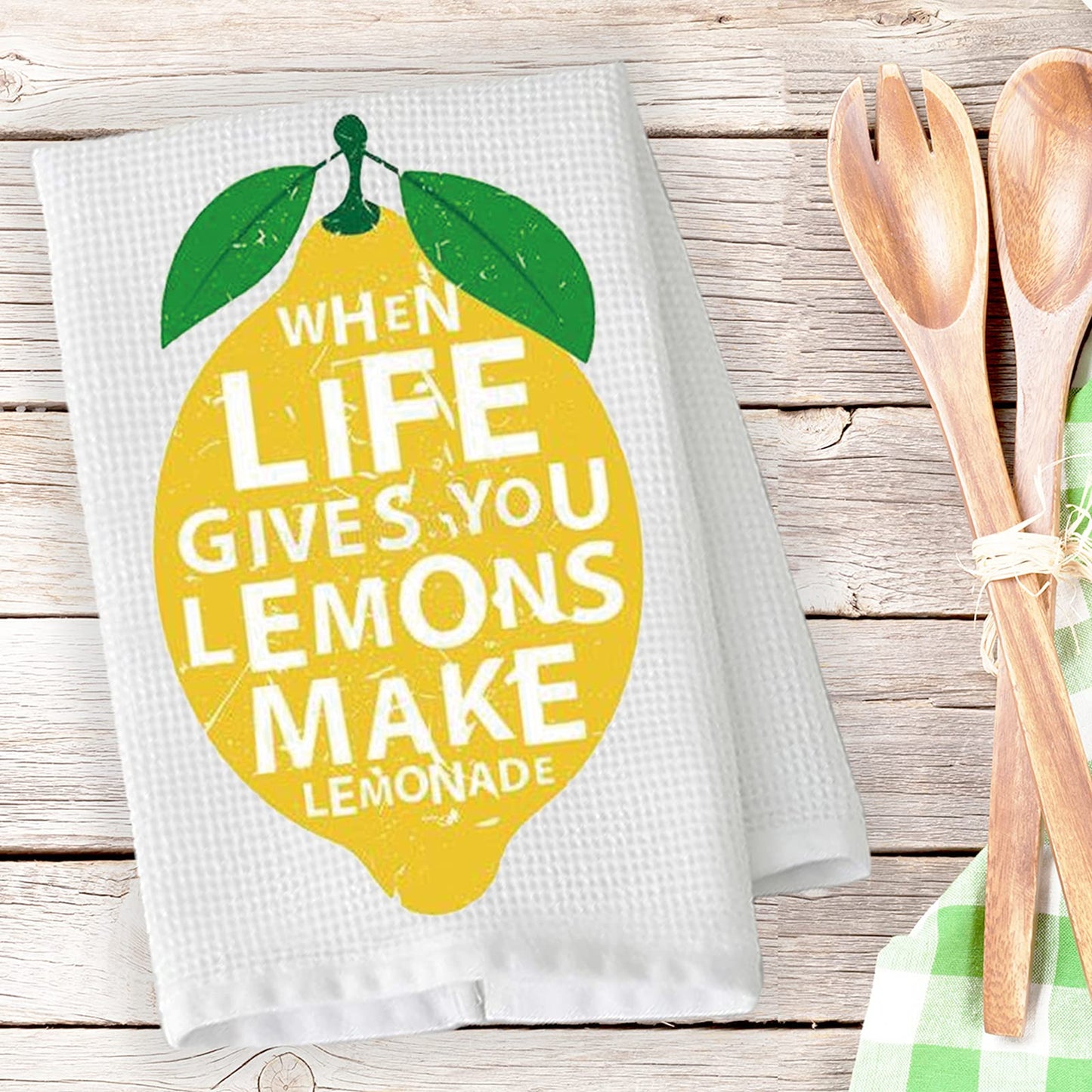 PLITI When Life Gives You Lemons Make Lemonade Novelty Kitchen Towels with Sayings Flour Sack Cotton Hand Towel (Make lemonade towelU)