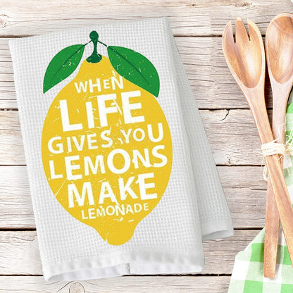 PLITI When Life Gives You Lemons Make Lemonade Novelty Kitchen Towels with Sayings Flour Sack Cotton Hand Towel (Make lemonade towelU)