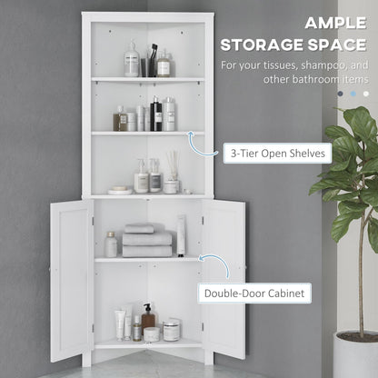 kleankin Triangle Bathroom Cabinet, Corner Bathroom Unit Freestanding White