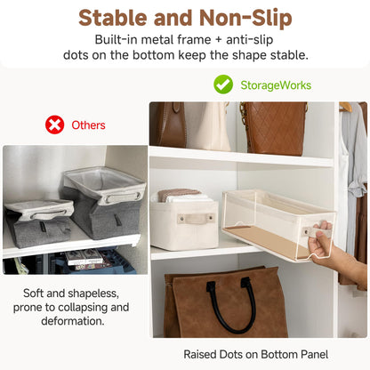 StorageWorks Narrow Storage Boxes, Small Baskets for Organising Toy, Long Storage Baskets with Handles, Rectangle Fabric Storage Boxes
