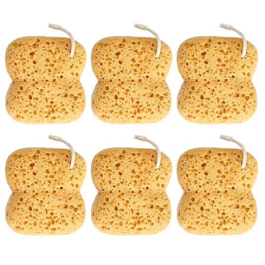6 PCS Natural Bath Sponges,Larger Exfoliating Soft Shower Sea Sponges for Women and Men,Gentle and Deep Cleansing,for All Skin Types