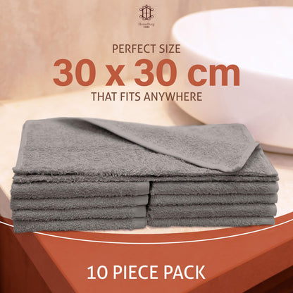 HomeBurg CORE 10-Piece Cotton Washcloths for Bathroom and Kitchen