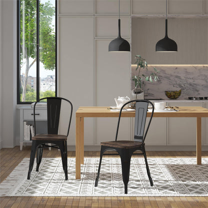 DHP Furniture Fusion Metal Dining Chair Black, Pack of 2