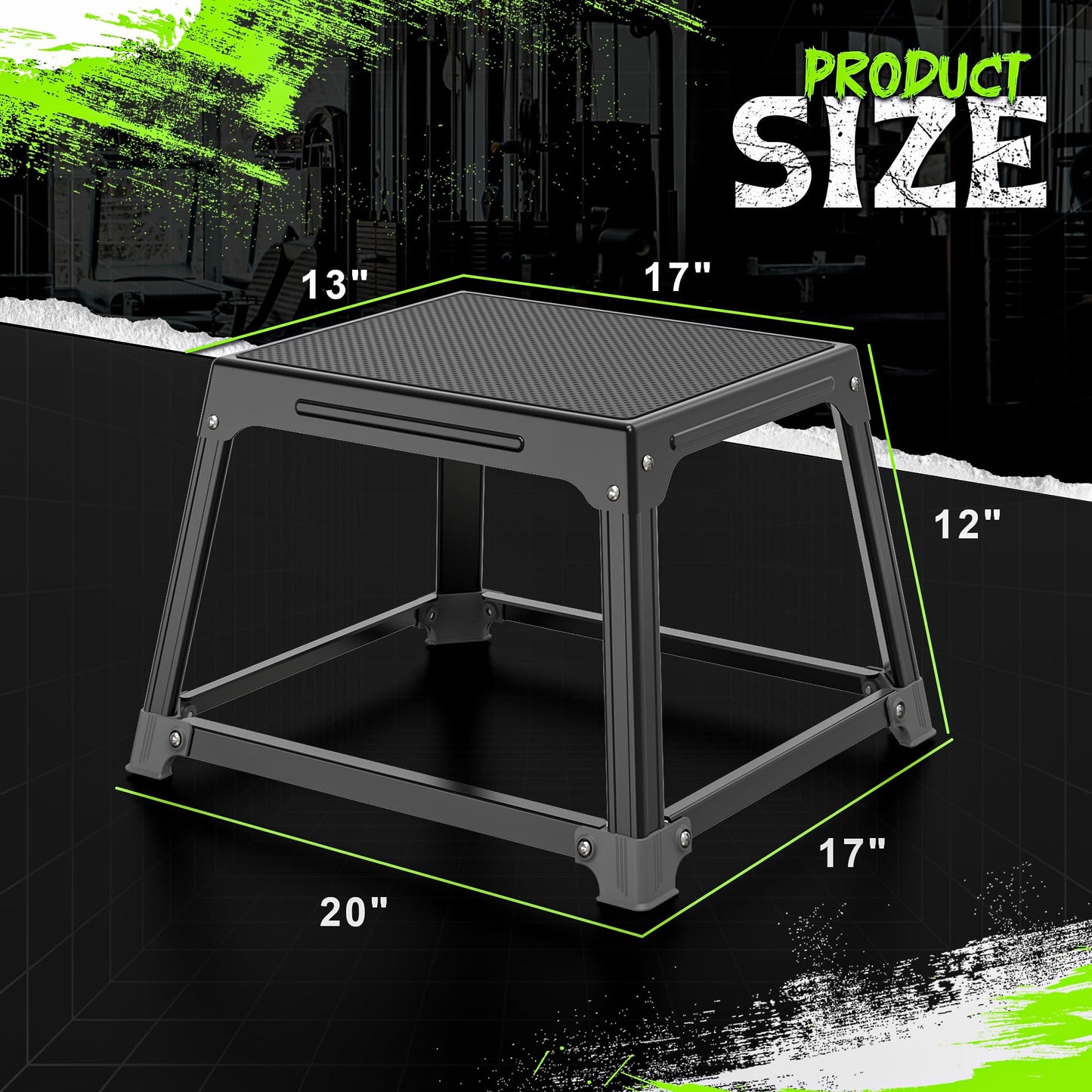 GanFindX Metal Plyometric Jumping Box 12 Inch with 17 * 13 Inch Surface Steel Plyo Box Home Gym Jump Trainer for Fitness Exercise Agility Stamina