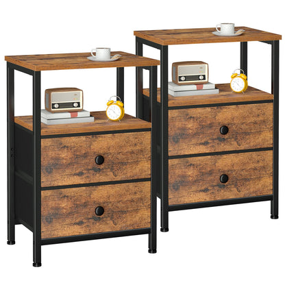 LOAKEKEL Bedside Table, Side Tables Set of 2 with 2 Fabric Drawers