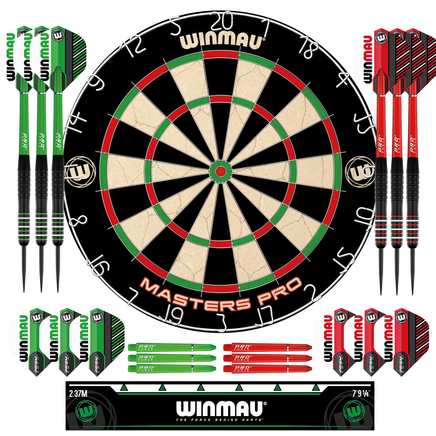 Winmau Darts - Masters Pro Premium Bristle Dartboard Set - Includes Dart Board, Darts, Flights, Shafts and Oche Strip - Professional Steel Tip