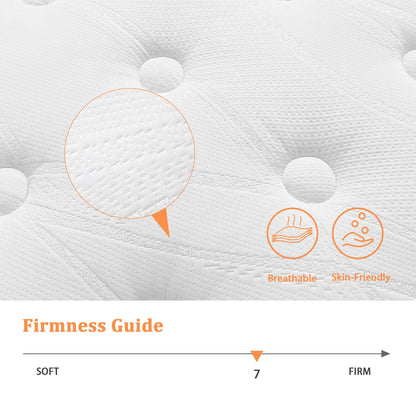 TeQsli Small Double Mattress 4FT, 10 Inch Memory Foam 7 Zone Support Small Double Mattress Pocket Sprungs Wave Memory Foam Hybrid - Medium Firm