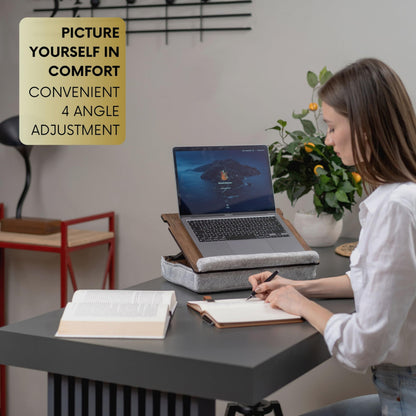 Vigo Wood Laptop Tray - Ergonomic Design with Cushioned Bottom and Mousepad Drawer - Adjustable Height for Comfortable Work Anywhere - Ideal for Home