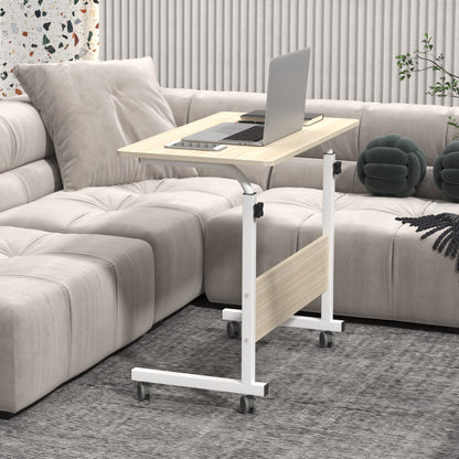sogesfurniture Laptop Table Height Adjustable, Mobile Laptop Stand Coffee Table Side Table, portable Laptop Desk Tray for Sofa, Bed, Balcony, Garden