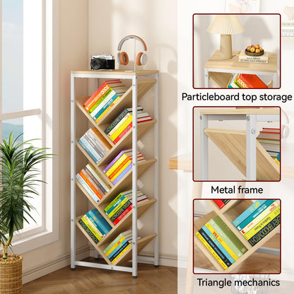 IBUYKE 9 Tier Tree Bookshelf with Top Shelf,Natural TBC002N