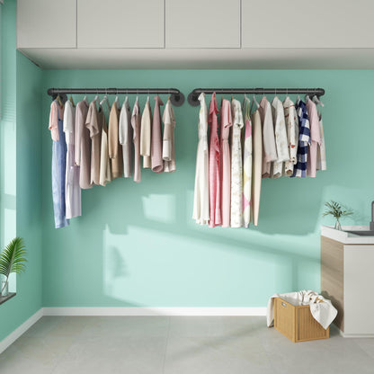 SMILOVII Wall Mounted Clothes Rail, Industrial Clothes Rail Wall Mounted, 92cm Walls Mounted Garment Rail Heavy Duty