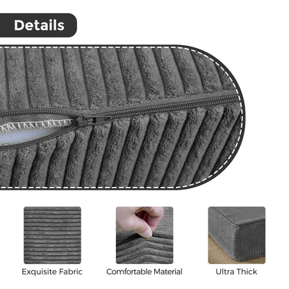 MAXYOYO Folding Corduroy Mattress, Tri Fold Floor Mattress 15cm thick with Washable Cover,Foldable in Three,Space-Saving for Guest (Charcoal, Double)