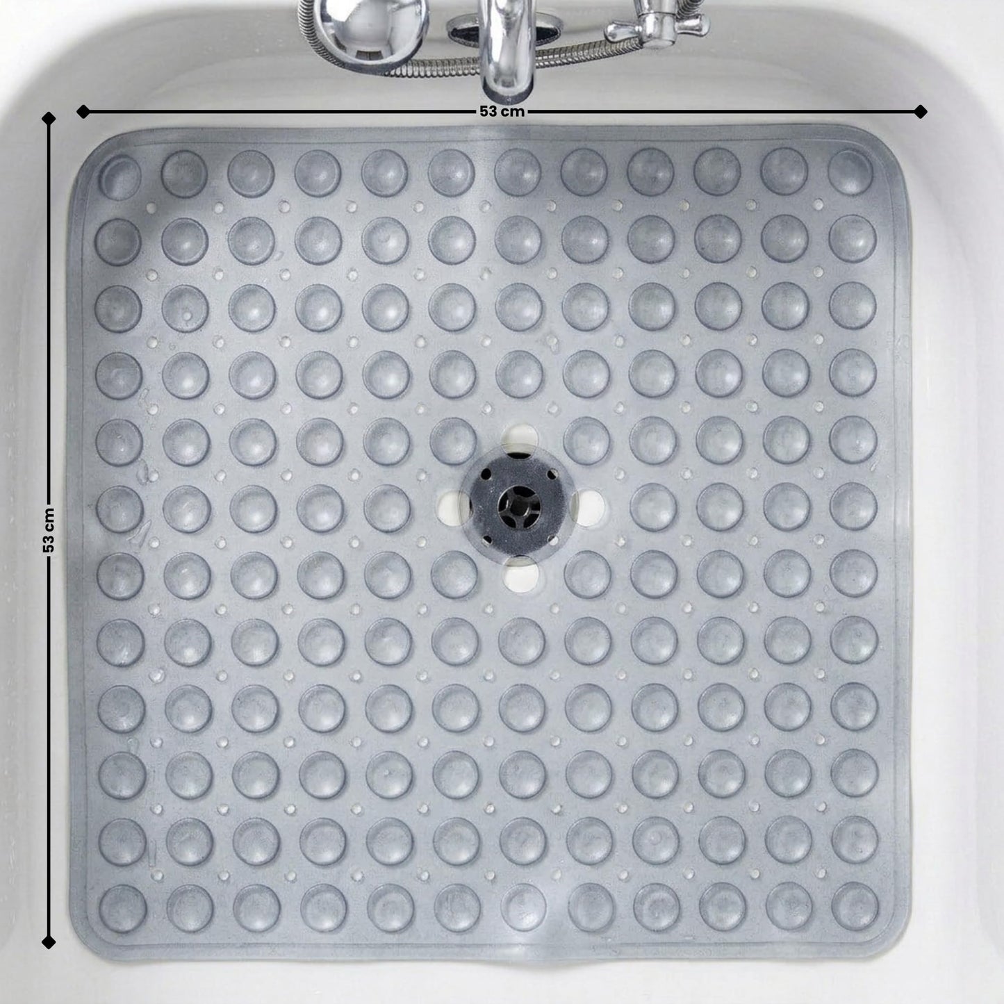 edihome, Non-Slip Bath Mat, 53 x 53 cm, Shower Mat, Shower Mat, Bubbles with Suction Cups, BPA-Free, Antibacterial, Mildew Resistant, Family Safety