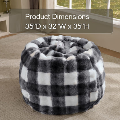 Fluffy Faux Rabbit Fur Bean Bag Chair Cover(No Filler),Cozy Shaggy Bubble Stuffed Animal Storage Large Bean Bag Cover for Bedroom Living Room,Fuzzy
