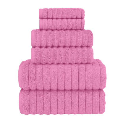 Elegant Comfort 100% Turkish Cotton Corduroy Ribbed Luxury Bath Towels 6-Piece Set, Premium Feel - Quick Dry, Highly Absorbent