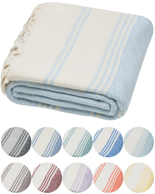 DEMMEX Organic Turkish Cotton Beach Bath Hammam Towel ? Quick-Dry, Lightweight, Sand-Free Beach Towel & Blanket ? Luxury Bathroom & Hammam Towel