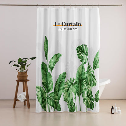 Sonive Shower Curtain with Grommets WaterResistant Green Leaves L200xW180cm