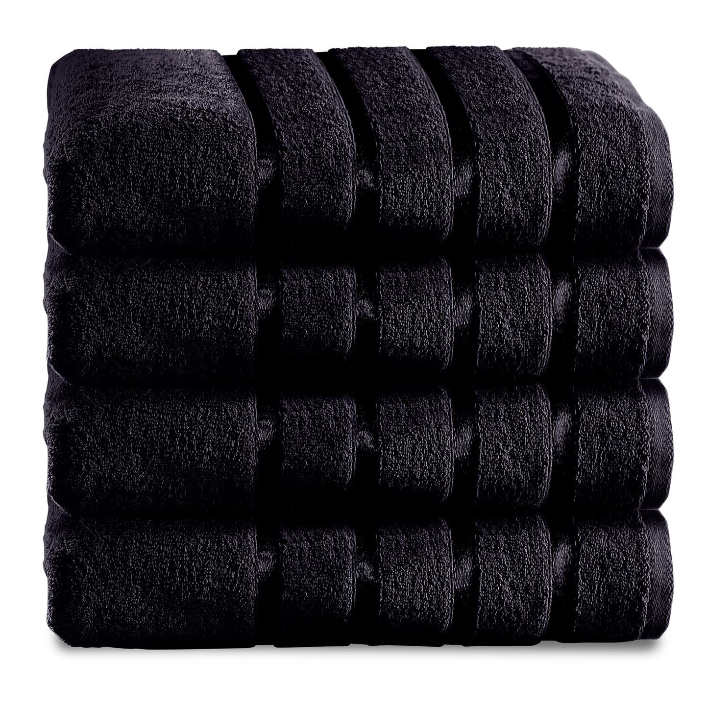 GC GAVENO CAVAILIA Fade Resistant Luxury Towels, Extra Absorbent 100% Ringspun Egyptian Cotton 500 GSM Bathroom Set, Black, 4PK