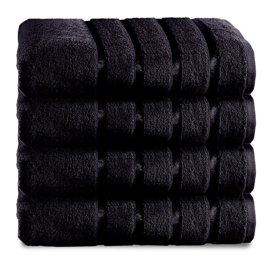 GC GAVENO CAVAILIA Fade Resistant Luxury Towels, Extra Absorbent 100% Ringspun Egyptian Cotton 500 GSM Bathroom Set, Black, 4PK