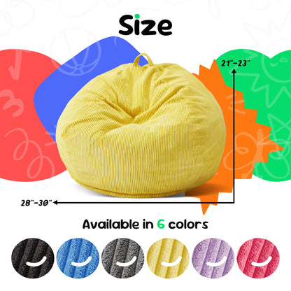 Hobestluk Kids Bean Bag Chair Teardrop Shape with Filling, 2.5FT Yellow